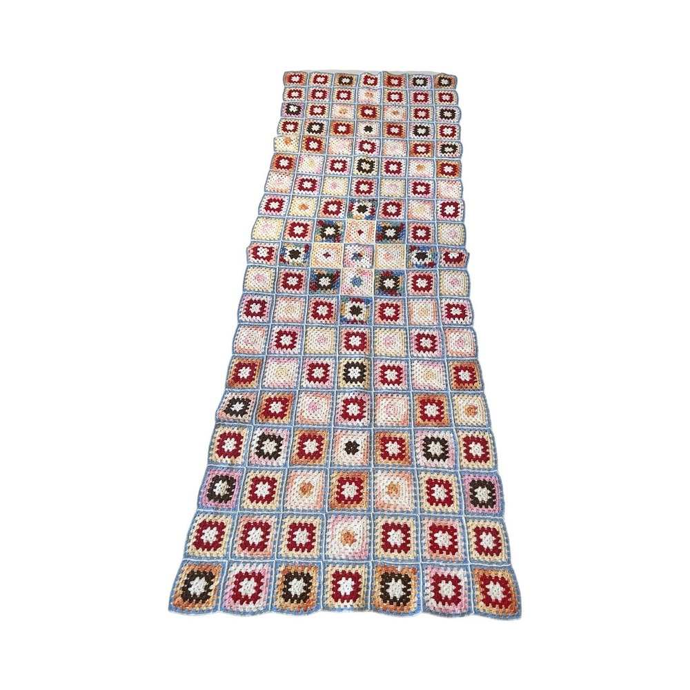Vintage Hand Crochet Table Runner Granny Square Dresser Scarf Lace‎ Doily 46X16